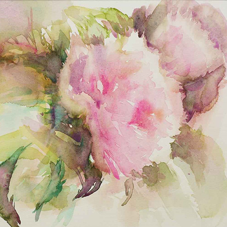 louis faye artiste peintre aquarelle de pivoine  hana kisoi