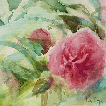 Louis Faye aquarelliste pivoines japon