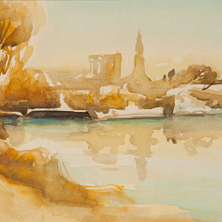 Louis faye artiste peintre palais des papes Avignon aquarelle