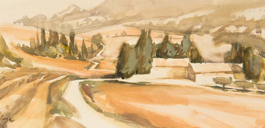 Louis faye artiste peintre watercolours vineyards provence