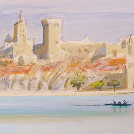 Louis faye artiste peintre avignon , corot et le rhône