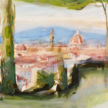 Louis faye artiste peintre , florence sur les traces de corot